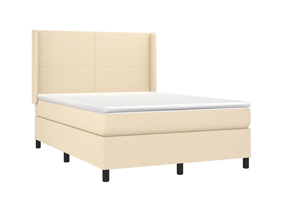 Boxspringbett mit Matratze & LED Creme 140x200 cm Stoff