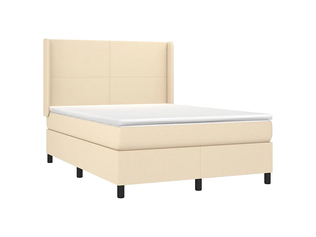 Sommier à lattes de lit matelas et LED Crème 140x200 cm Tissu