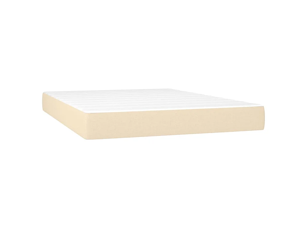 Sommier à lattes de lit matelas et LED Crème 140x200 cm Tissu