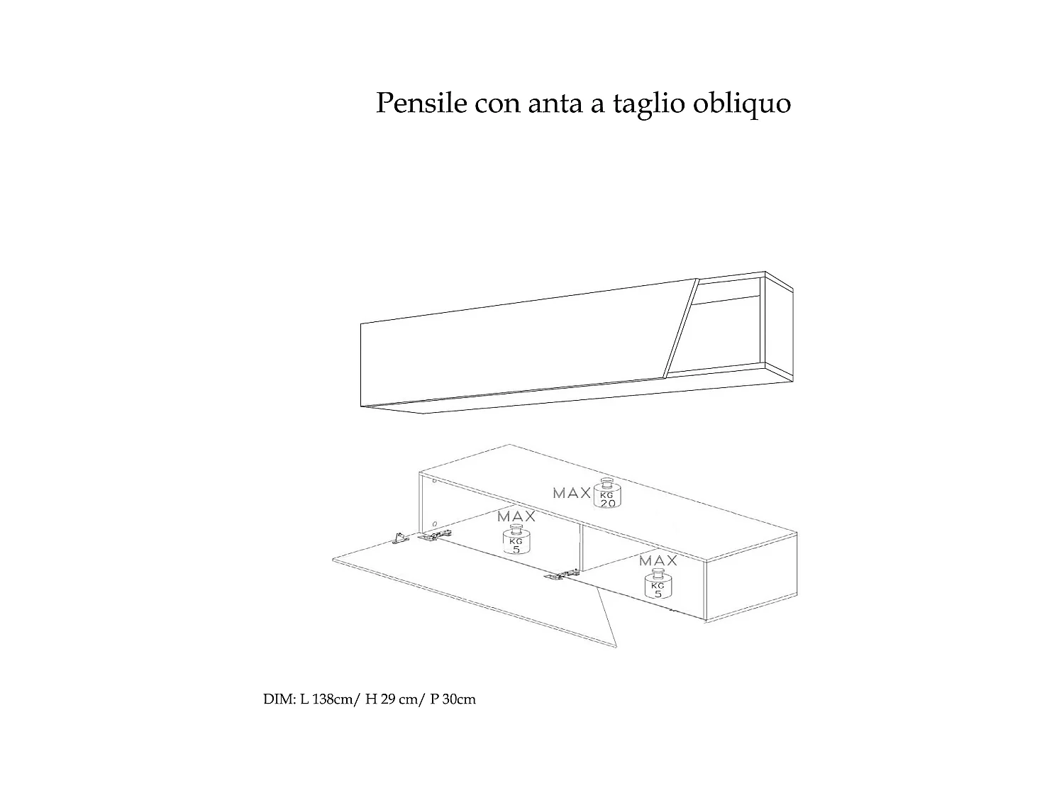 Mobile porta TV sospeso 193x150 cm grigio scuro e grigio chiaro PTL37