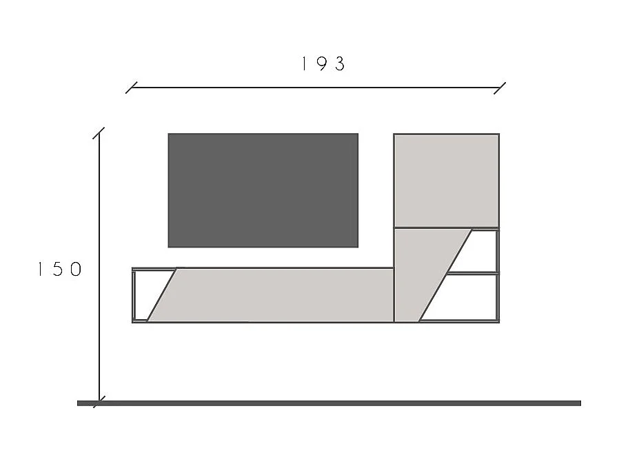 Mobile porta TV sospeso 193x150 cm grigio scuro e grigio chiaro PTL37