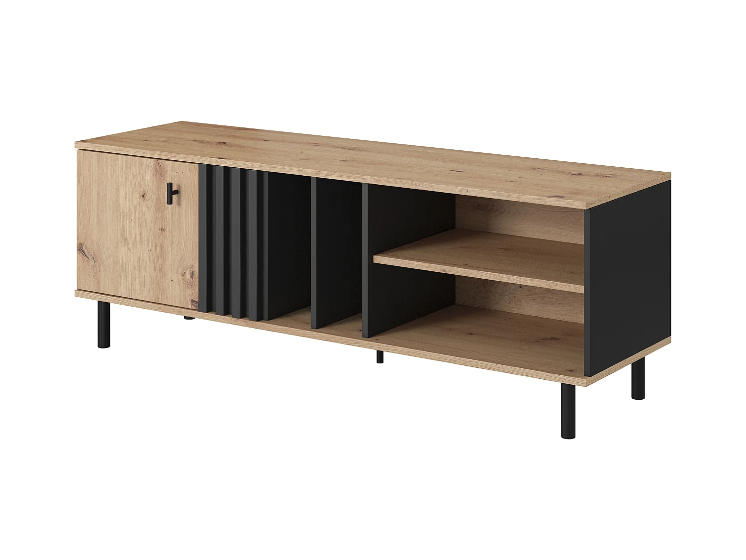 Mobile porta tv moderno 138x49cm rovere e nero PTVLK16