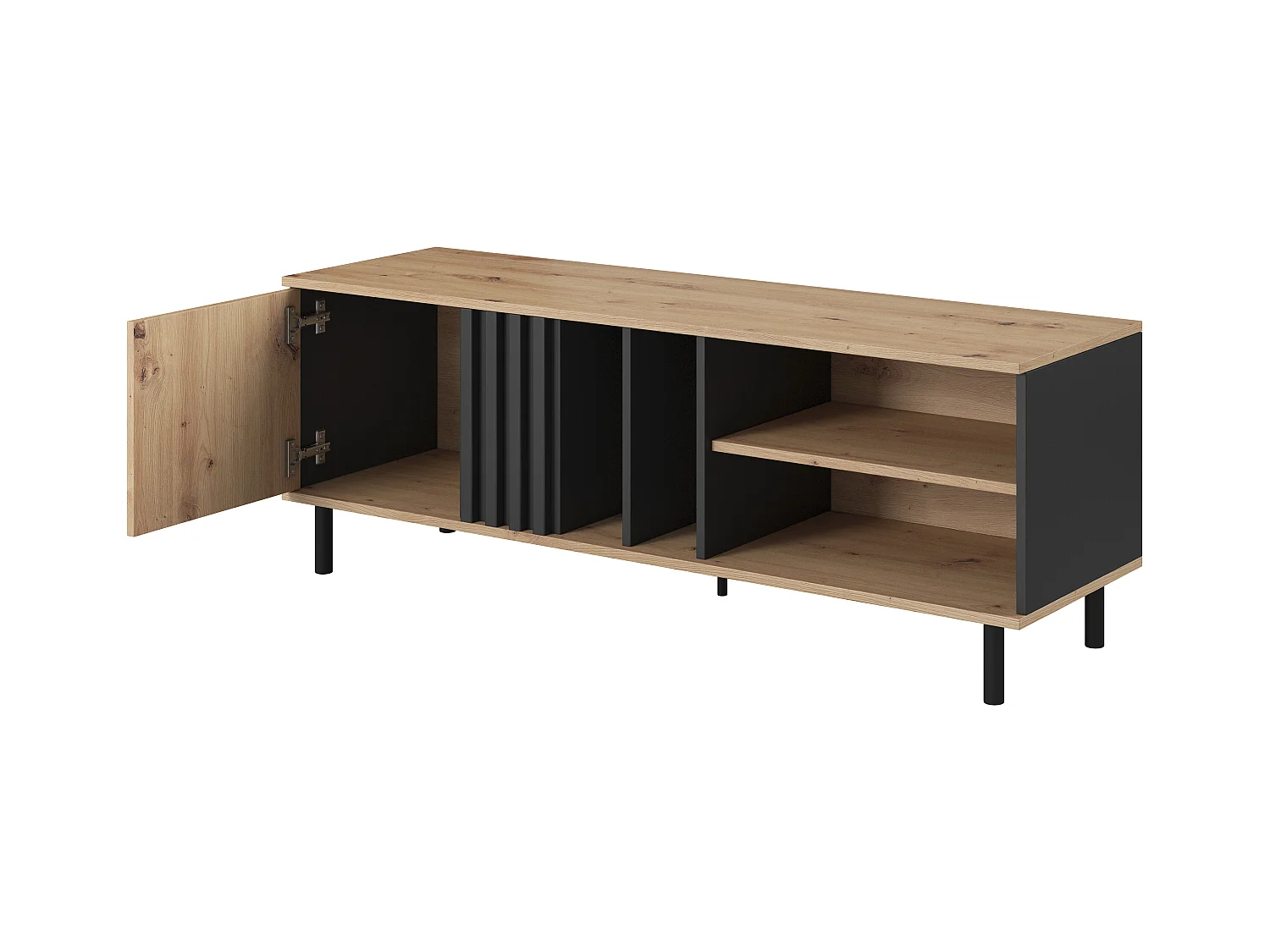 Mobile porta tv moderno 138x49cm rovere e nero PTVLK16