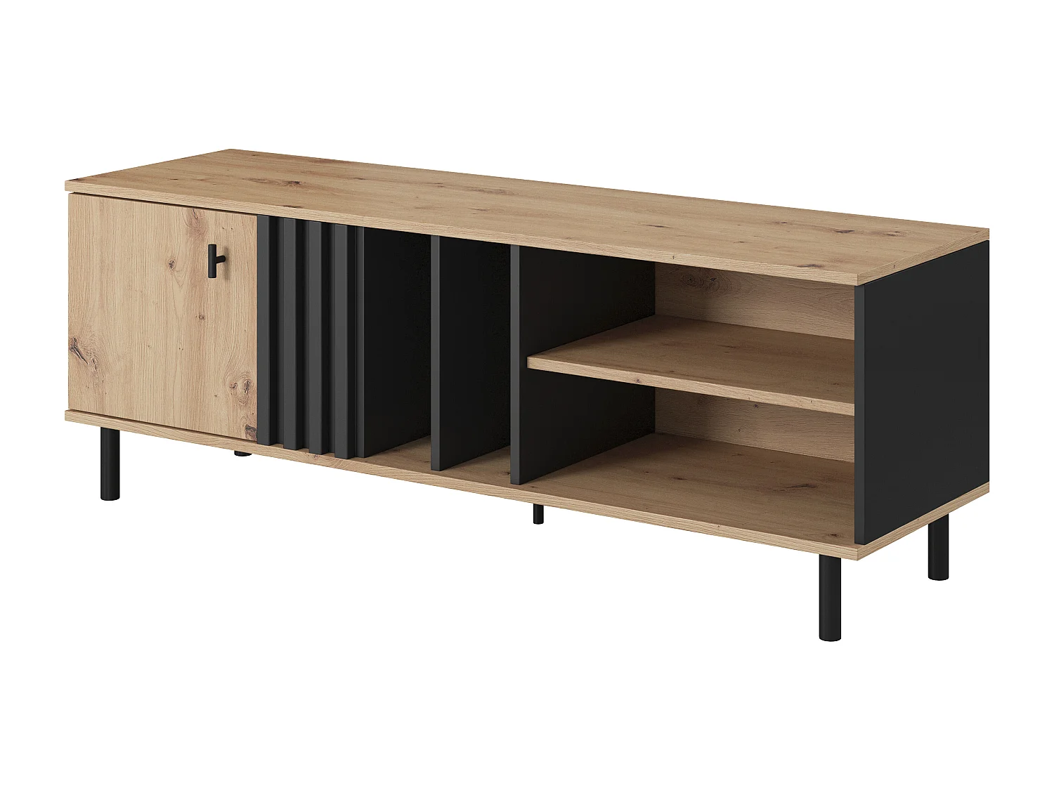 Mobile porta tv moderno 138x49cm rovere e nero PTVLK16