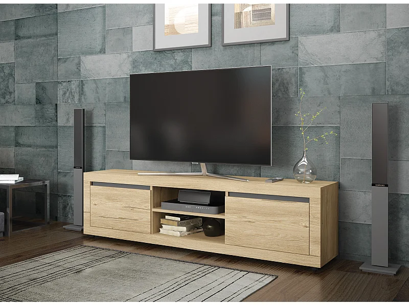 Mobile porta tv moderno 180x50 rovere chiaro e antracite PTG5