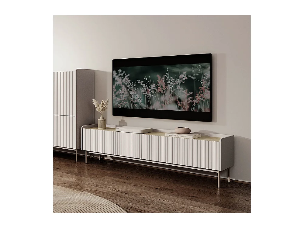 Mobile porta tv moderno 153X50cm beige e rovere chiaro PTVLK12
