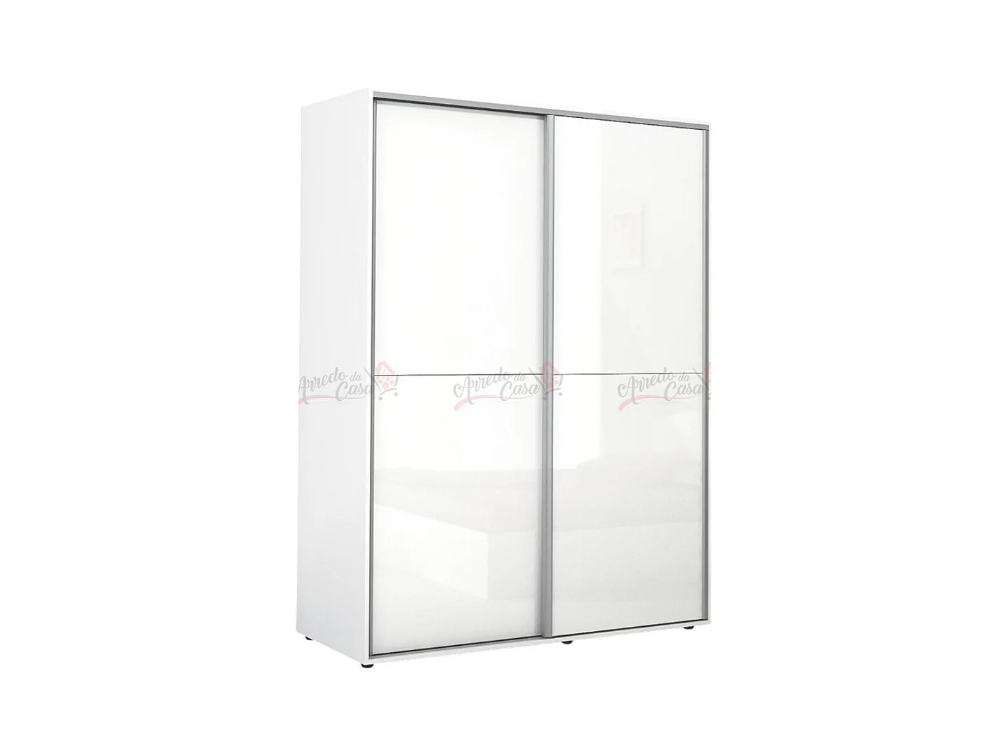 Armadio con due ante scorrevoli design contemporaneo per camera da letto 150x200 bianco lucido AG4