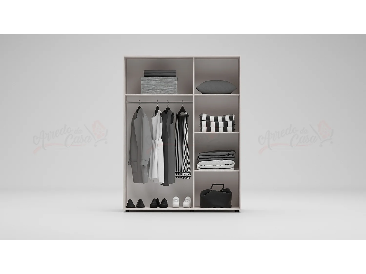 Armadio con due ante scorrevoli design contemporaneo per camera da letto 150x200 bianco lucido AG4