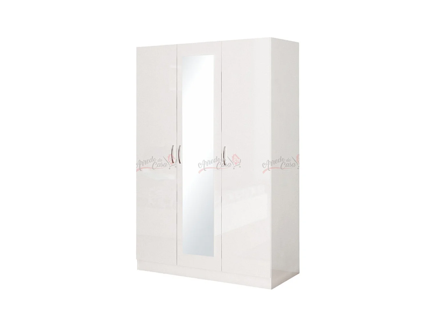 Armadio a tre ante battenti con specchio design moderno 120x181 bianco lucido AG3