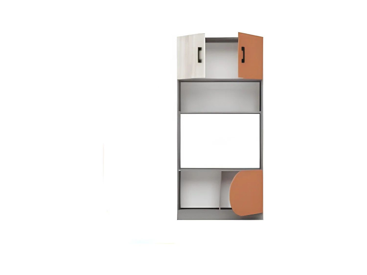 Cameretta completa con letto a castello grigio, bianco legno, arancio CBG1