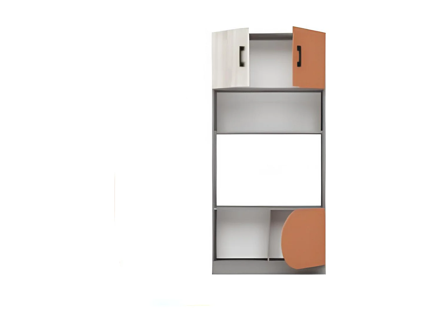 Cameretta completa con letto a castello grigio, bianco legno, arancio CBG1