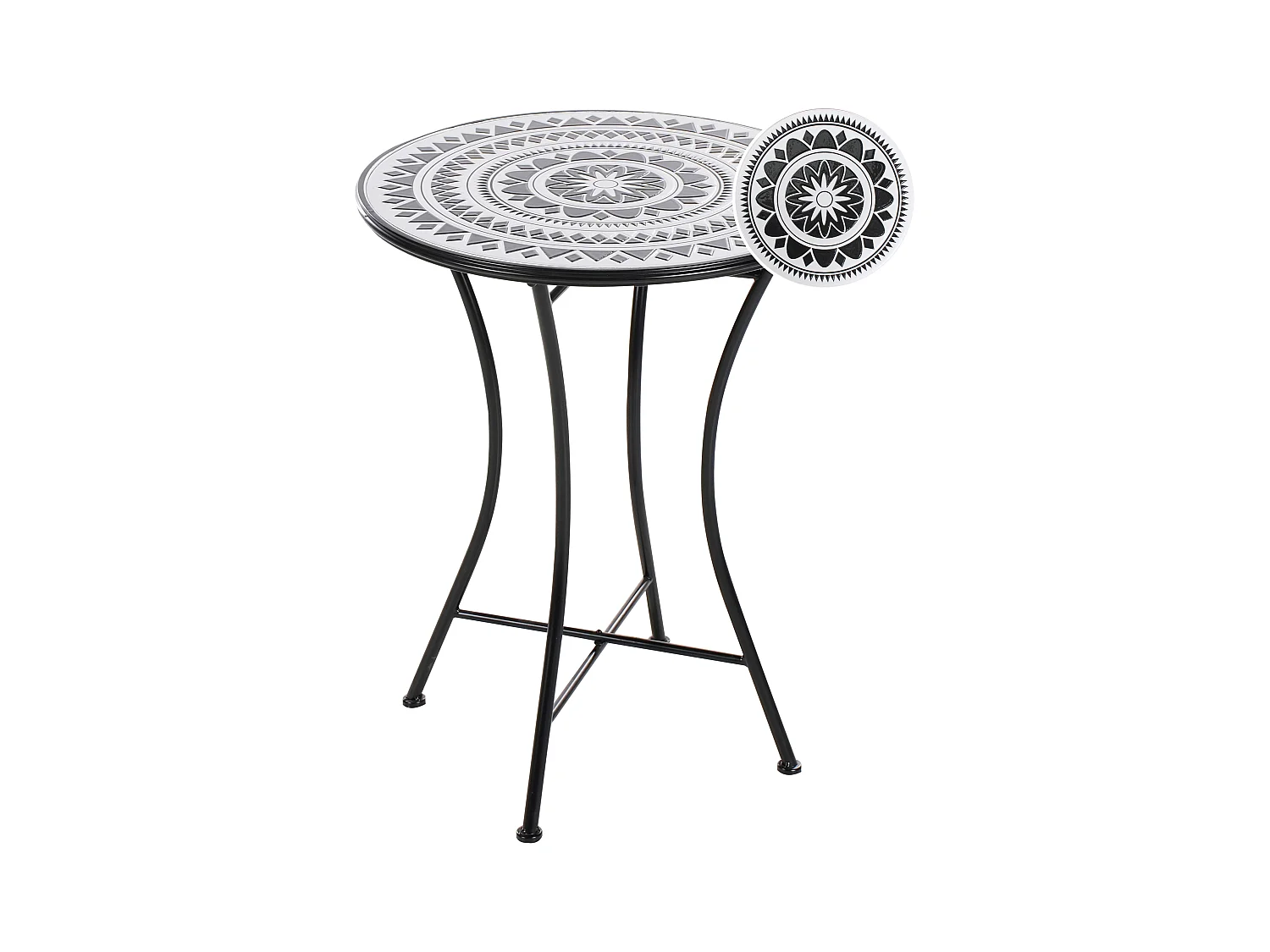 Table bistrot COMISO 60 cm 60 cm Métal Noir/blanc