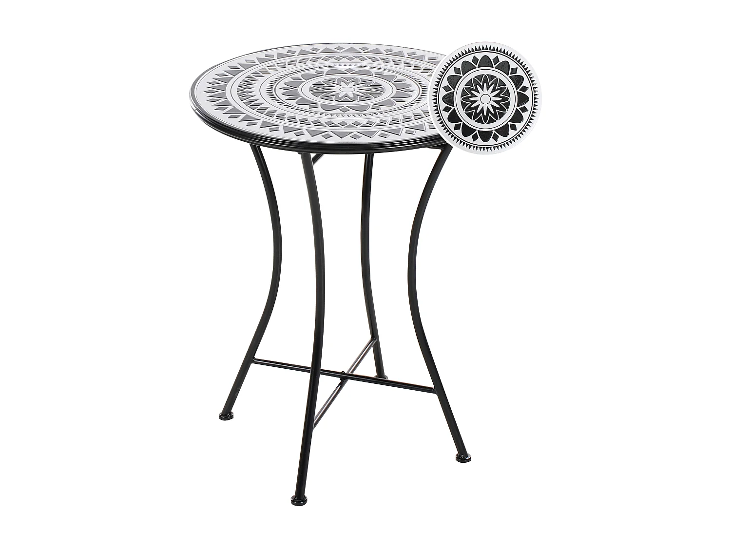 Table bistrot COMISO 60 cm 60 cm Métal Noir/blanc