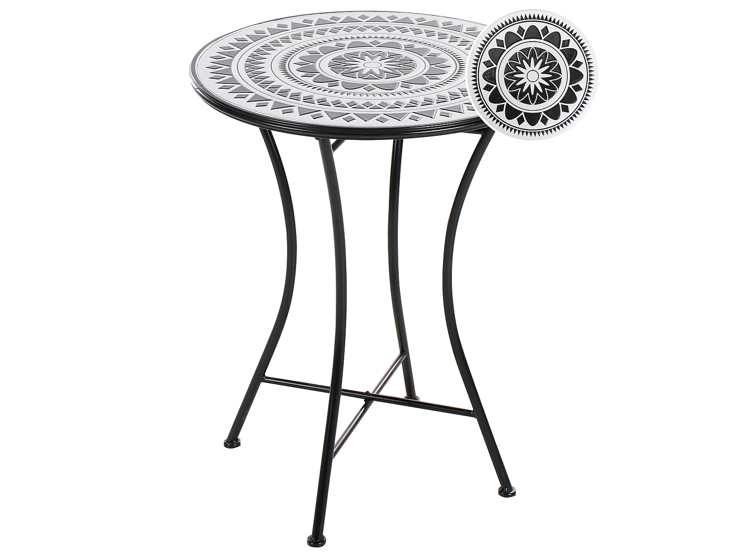 Table bistrot COMISO 60 cm 60 cm Métal Noir/blanc