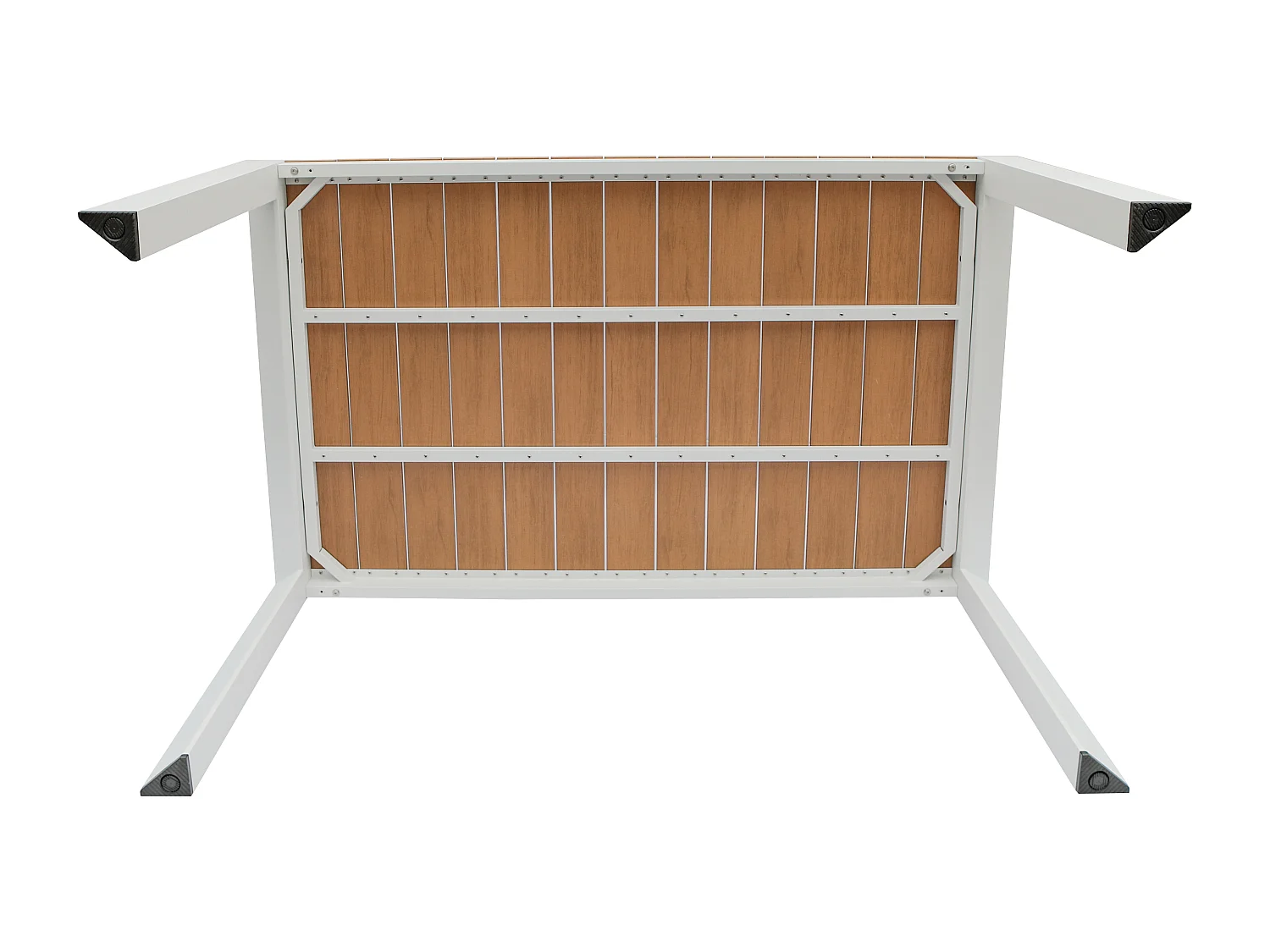 Table de jardin en aluminium L.150 cm - Naturel clair et blanc - NYROS de MYLIA