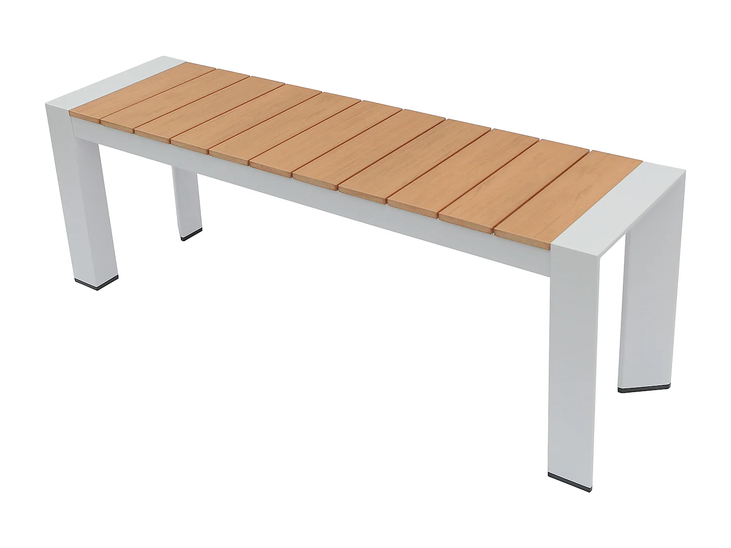 Banc de jardin en aluminium L.130 cm - Naturel clair et blanc - NYROS de MYLIA