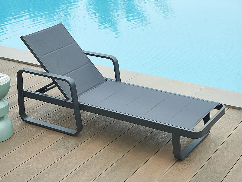 Bain de soleil en aluminium et textilène - Anthracite - KILA de MYLIA