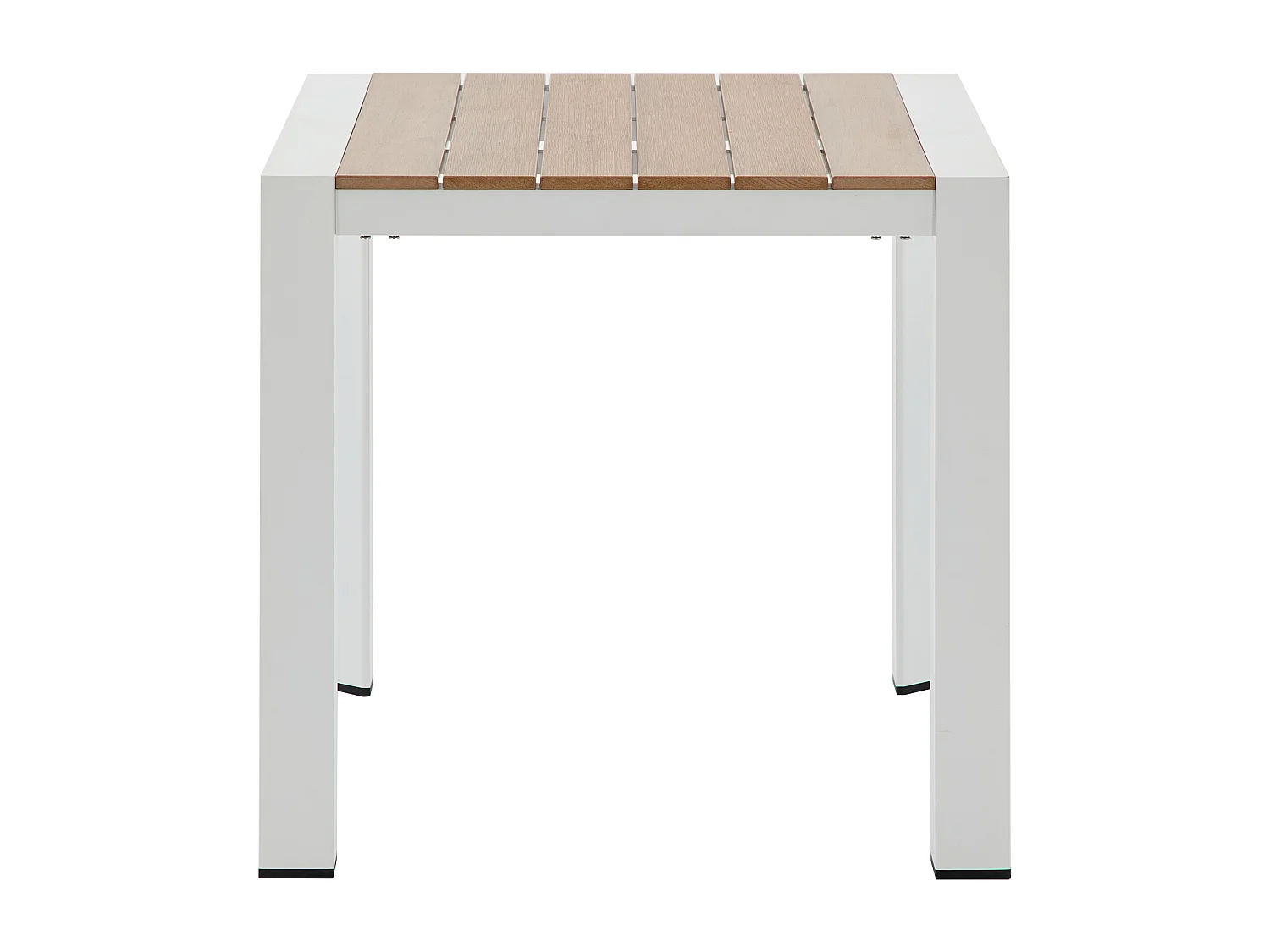 Table de jardin carrée en aluminium L.80 cm - Naturel clair et blanc - NYROS de MYLIA