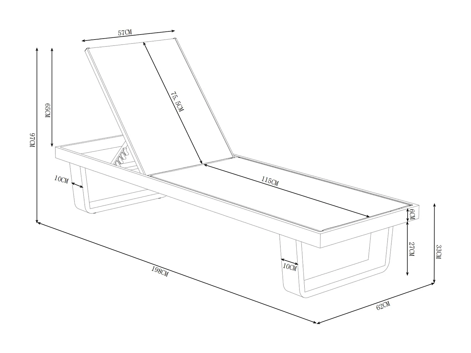 Bain de soleil en aluminium et textilène - Gris et blanc - NABUNA de MYLIA