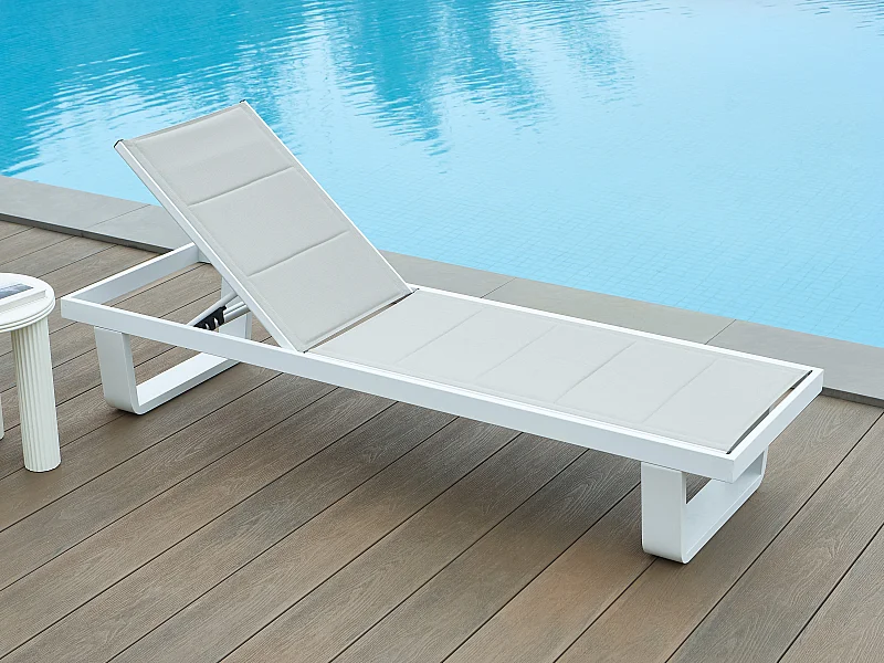 Bain de soleil en aluminium et textilène - Gris et blanc - NABUNA de MYLIA