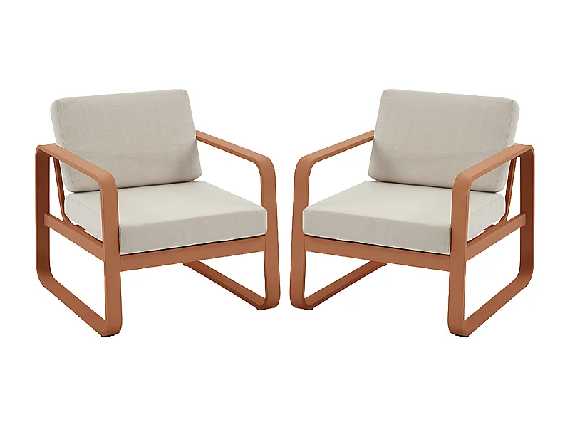 Poltrona da giardino in alluminio - Ramata con cuscini beige - Lotto di 2 - LOMIA di MYLIA