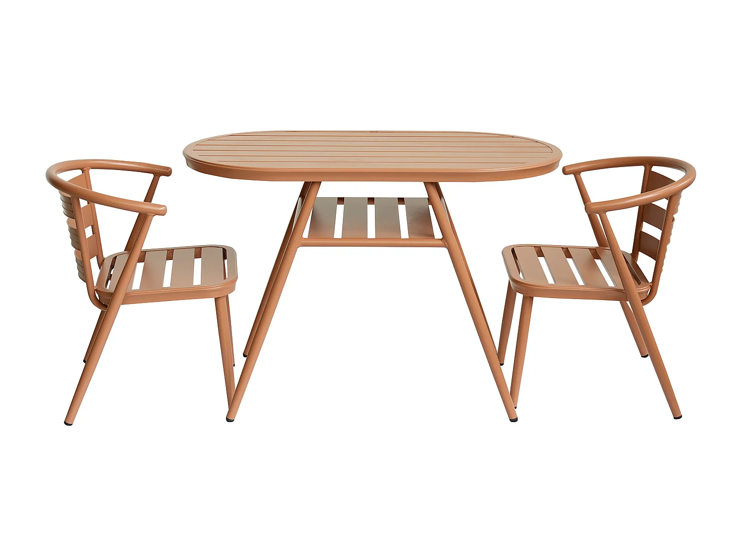 Garten-Essgruppe: Tisch + 2 Fauteuils - Aluminium - Kupfer - ADEA de MYLIA