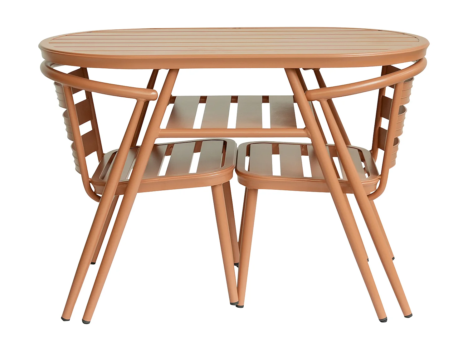 Garten-Essgruppe: Tisch + 2 Fauteuils - Aluminium - Kupfer - ADEA de MYLIA