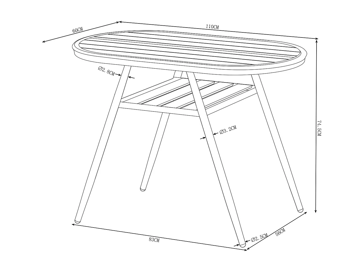 Garten-Essgruppe: Tisch + 2 Fauteuils - Aluminium - Kupfer - ADEA de MYLIA