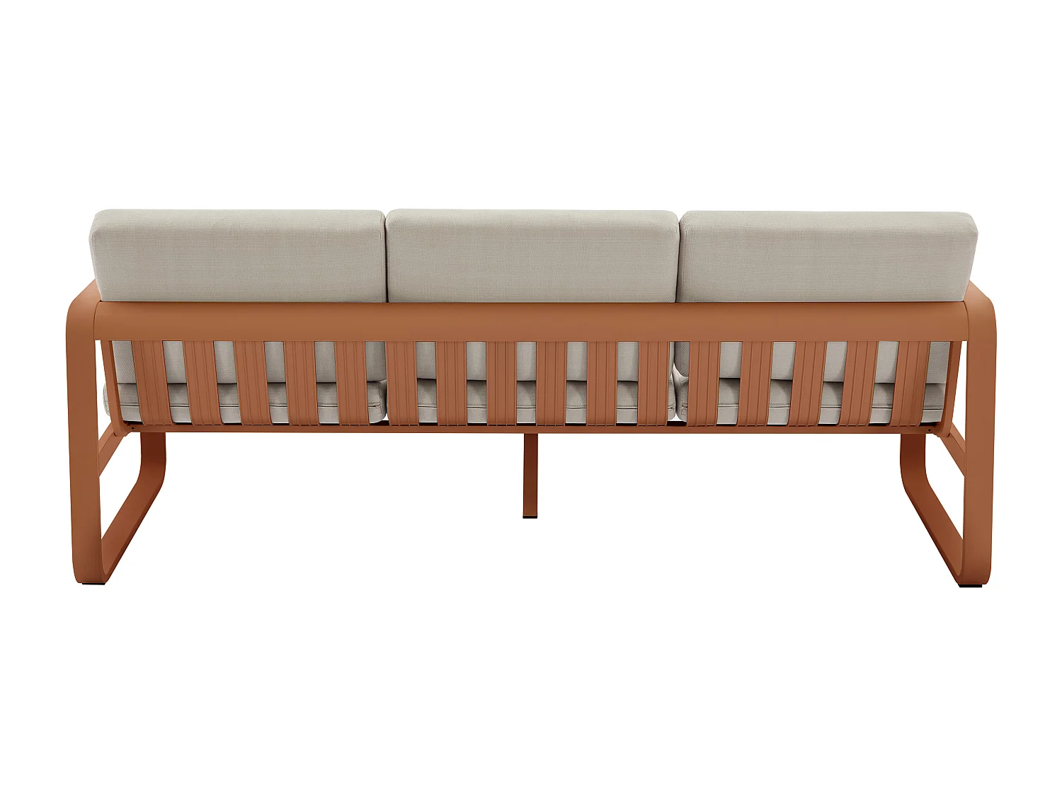 Salotto da giardino in alluminio: 1 divano 3 posti e 1 tavolino - Ramato con cuscini beige - LOMIA di MYLIA