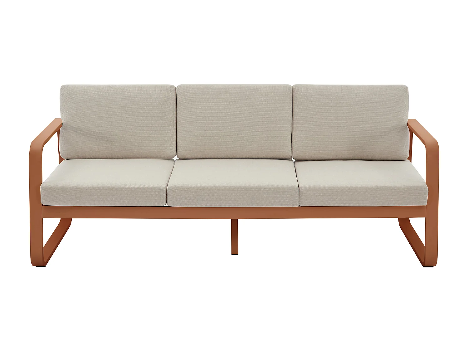 Salotto da giardino in alluminio: 1 divano 3 posti e 1 tavolino - Ramato con cuscini beige - LOMIA di MYLIA