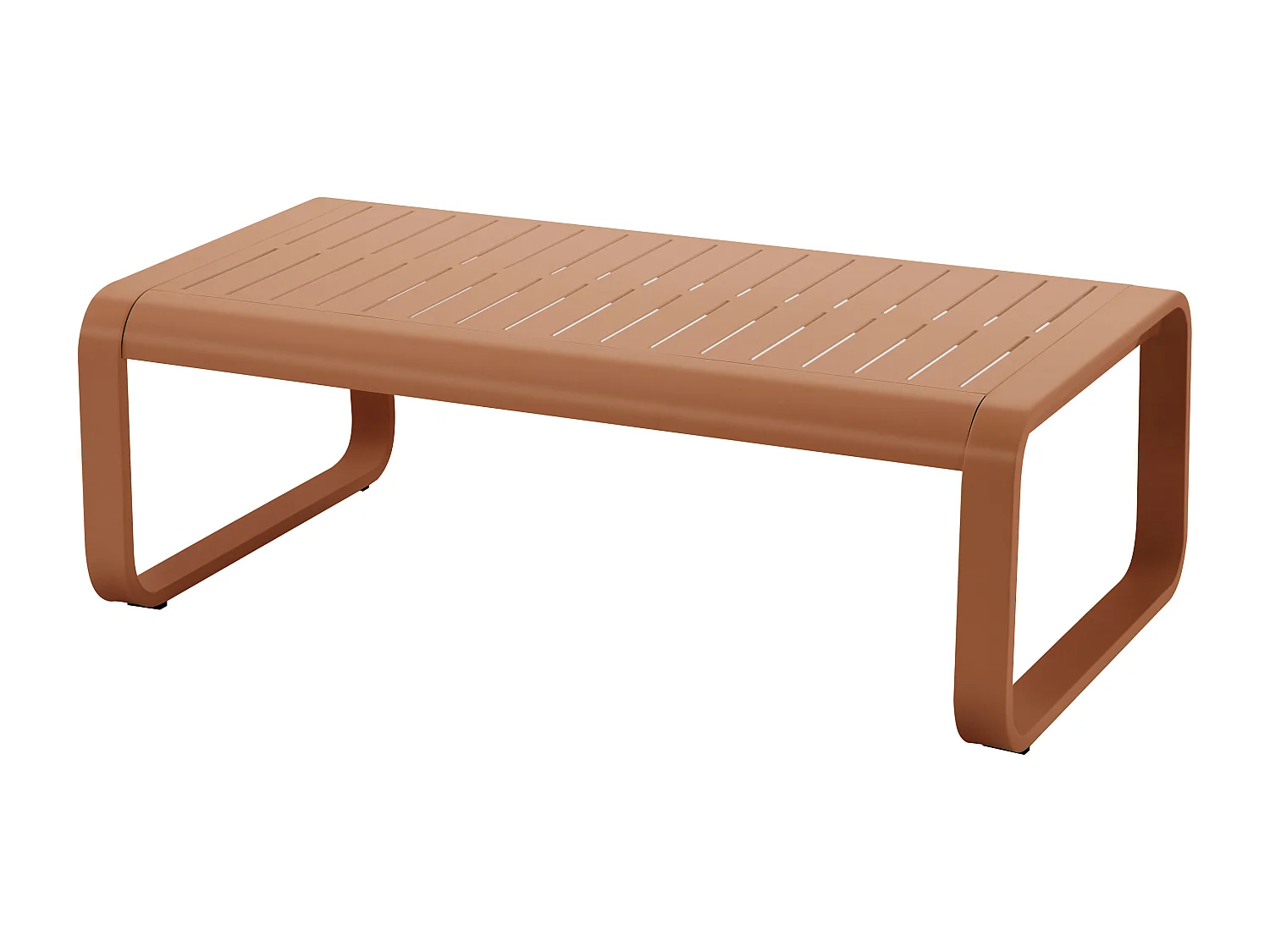 Salon de jardin en aluminium : 1 canapé 3 places et 1 table basse - Cuivré avec coussins beiges - LOMIA de MYLIA