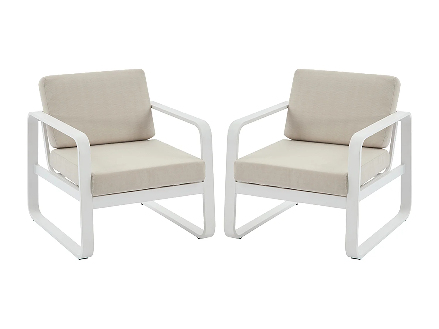 Poltrona da giardino in alluminio - Bianca con cuscini beige - Lotto di 2 - LOMIA di MYLIA