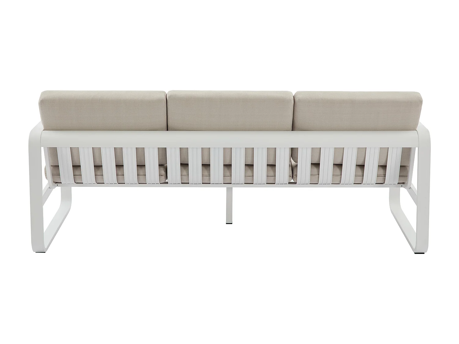 Salotto da giardino in alluminio: 1 divano 3 posti e 1 tavolino - Bianco con cuscini beige - LOMIA di MYLIA