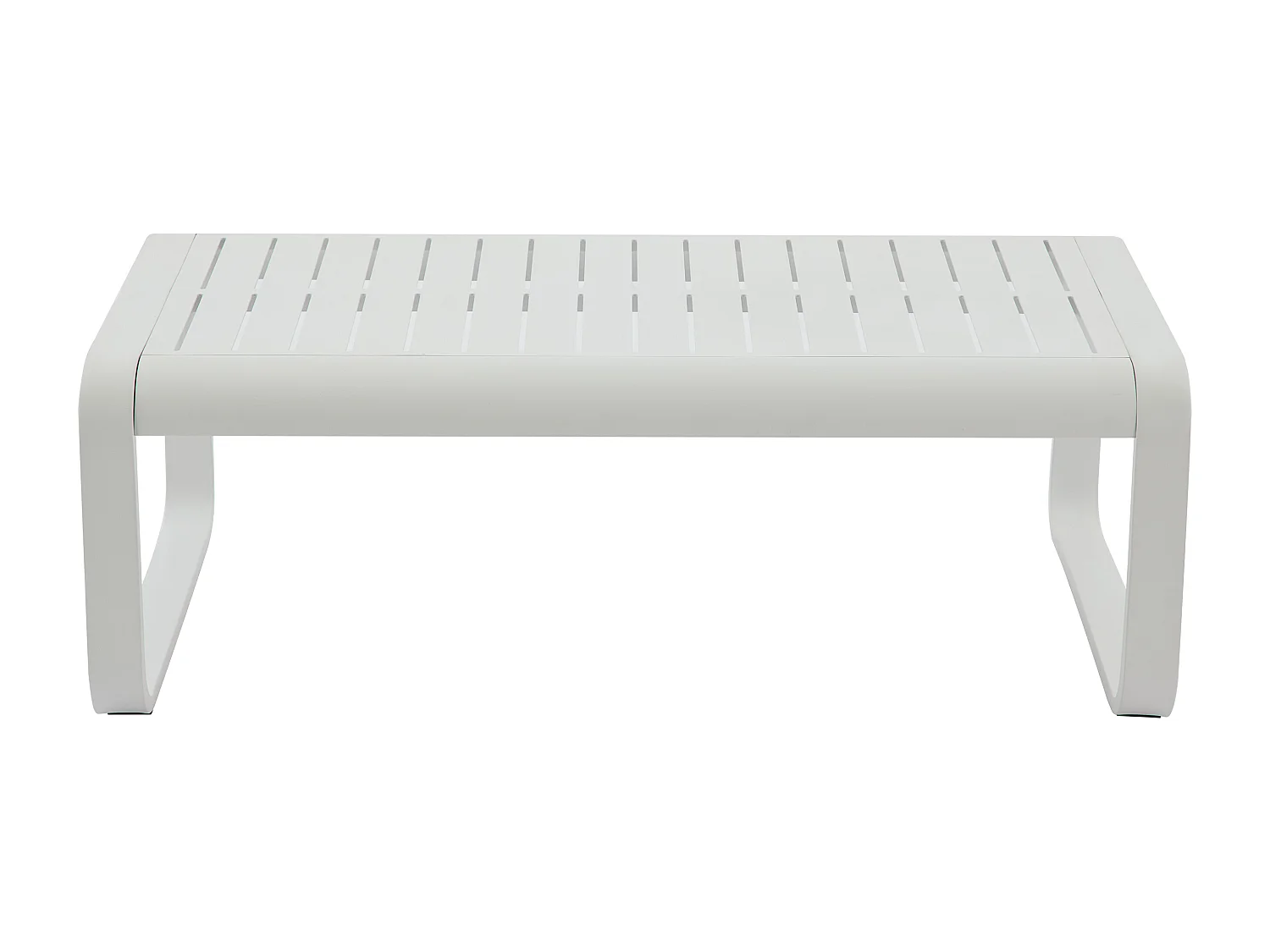 Salon de jardin en aluminium : 1 canapé 3 places et 1 table basse - Blanc avec coussins beiges - LOMIA de MYLIA