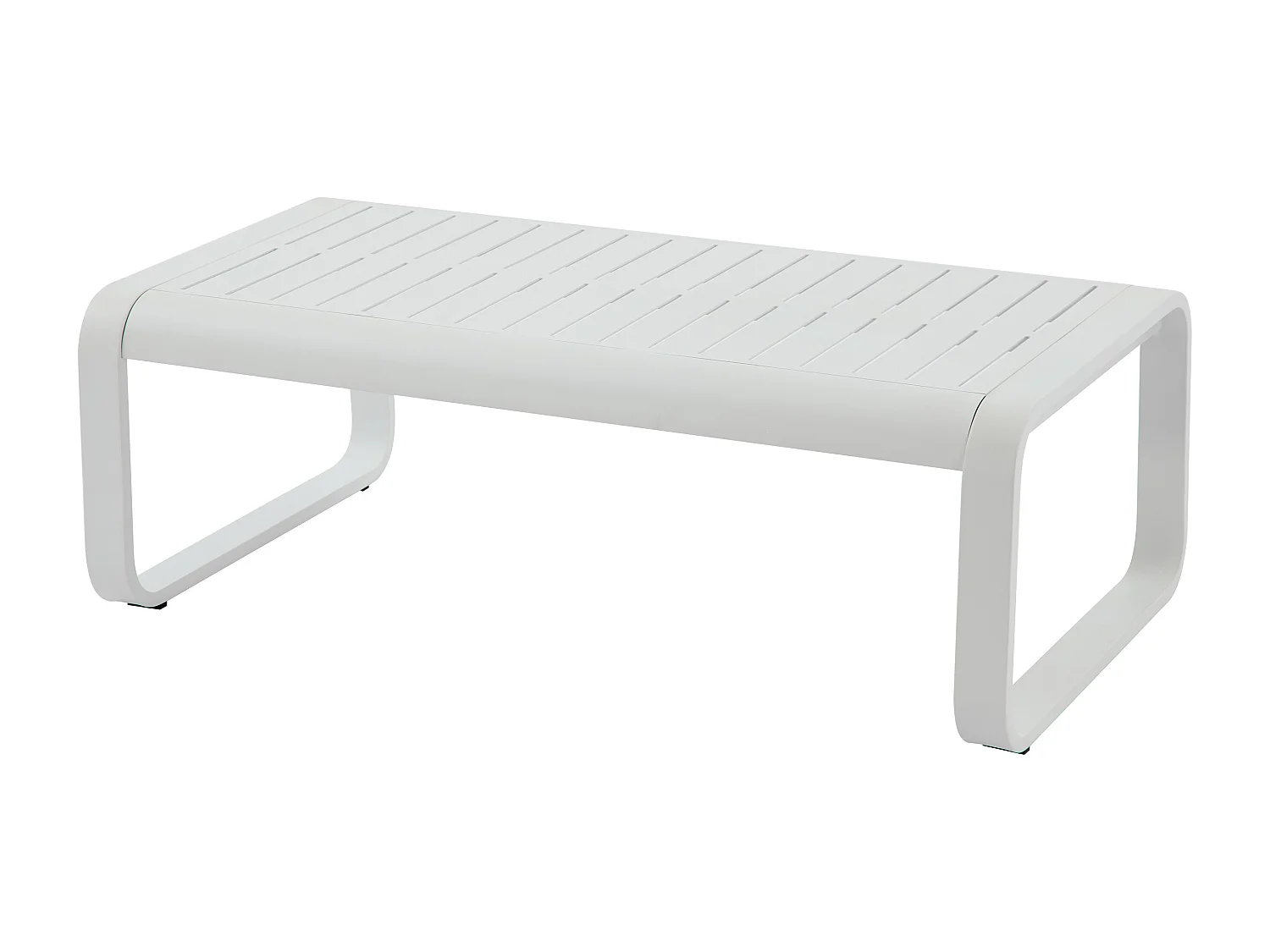 Salon de jardin en aluminium : 1 canapé 3 places et 1 table basse - Blanc avec coussins beiges - LOMIA de MYLIA