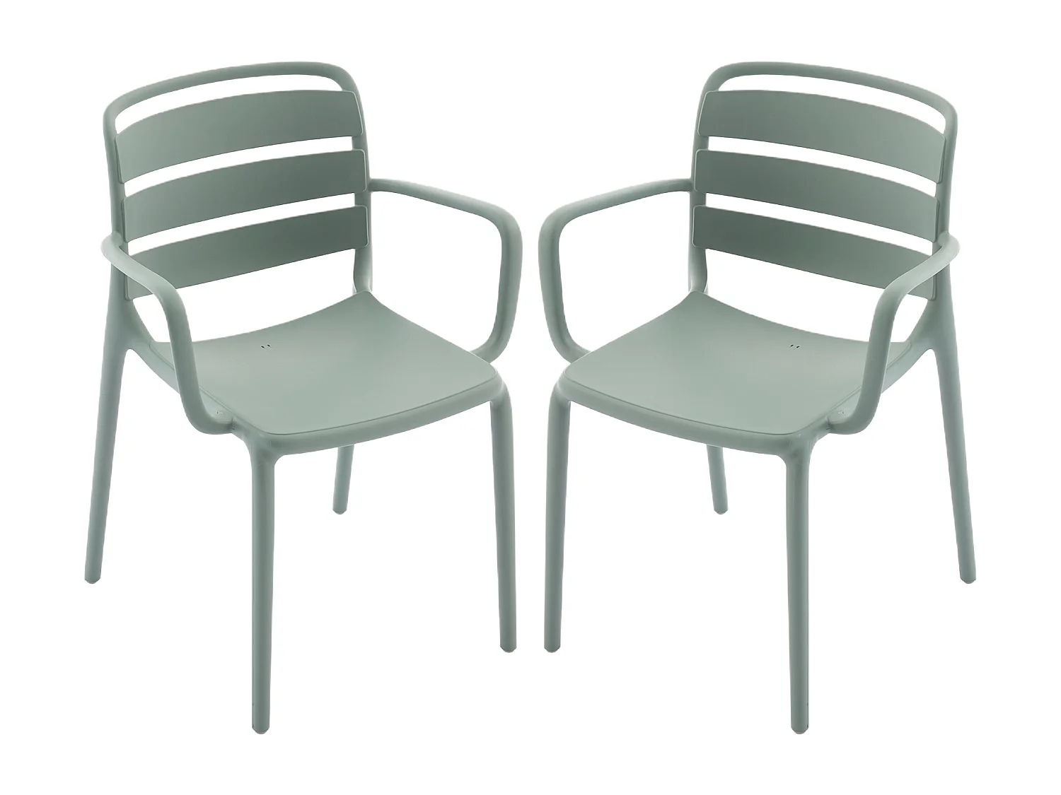 Lot de 2 fauteuils de jardin empilables en polypropylène - Kaki - MOAH de MYLIA