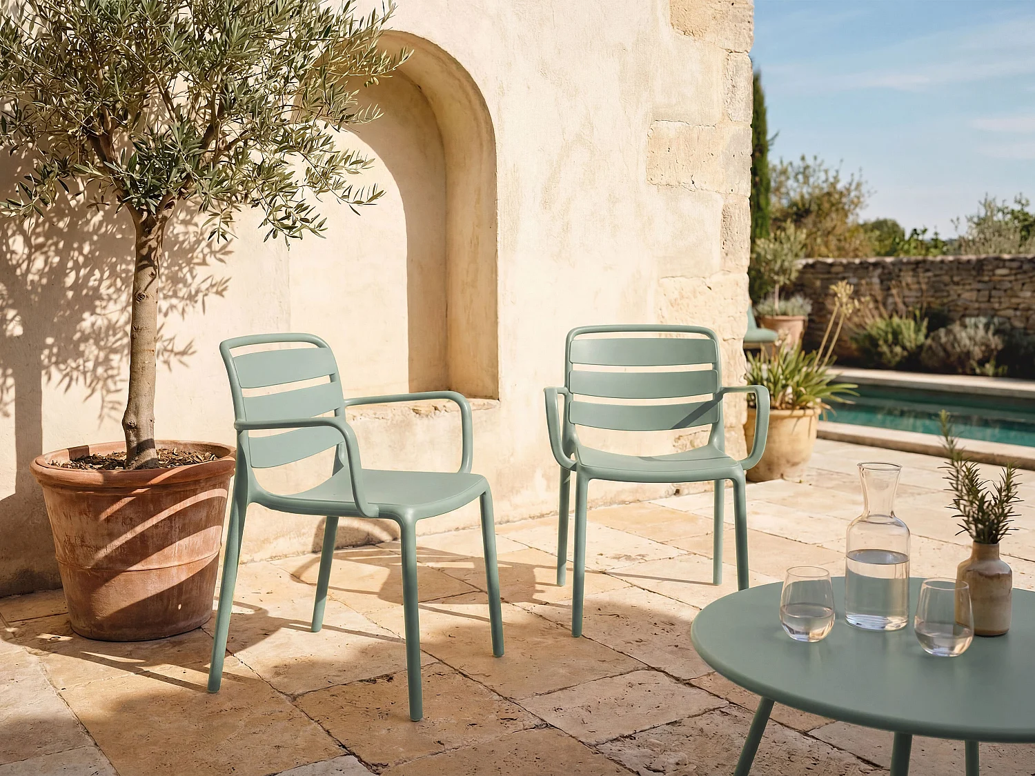 Lot de 2 fauteuils de jardin empilables en polypropylène - Kaki - MOAH de MYLIA