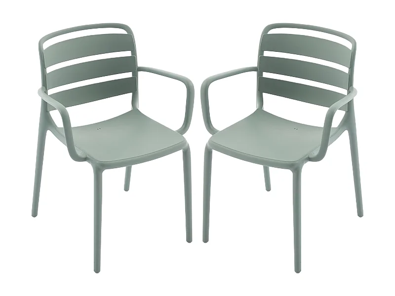 Lot de 2 fauteuils de jardin empilables en polypropylène - Kaki - MOAH de MYLIA
