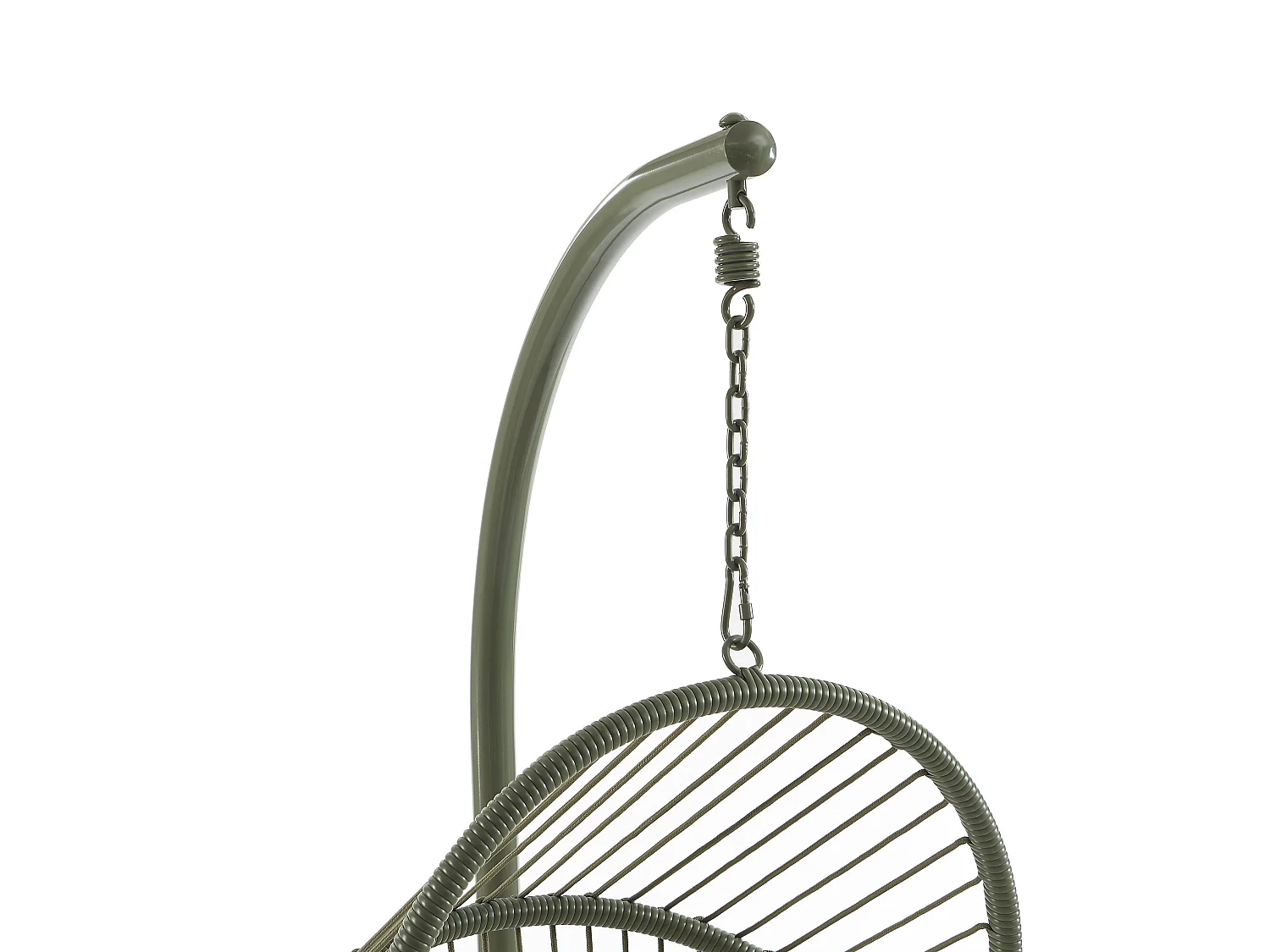 Fauteuil suspendu en résine tressée - Vert avec coussins blancs - LUTUS de MYLIA