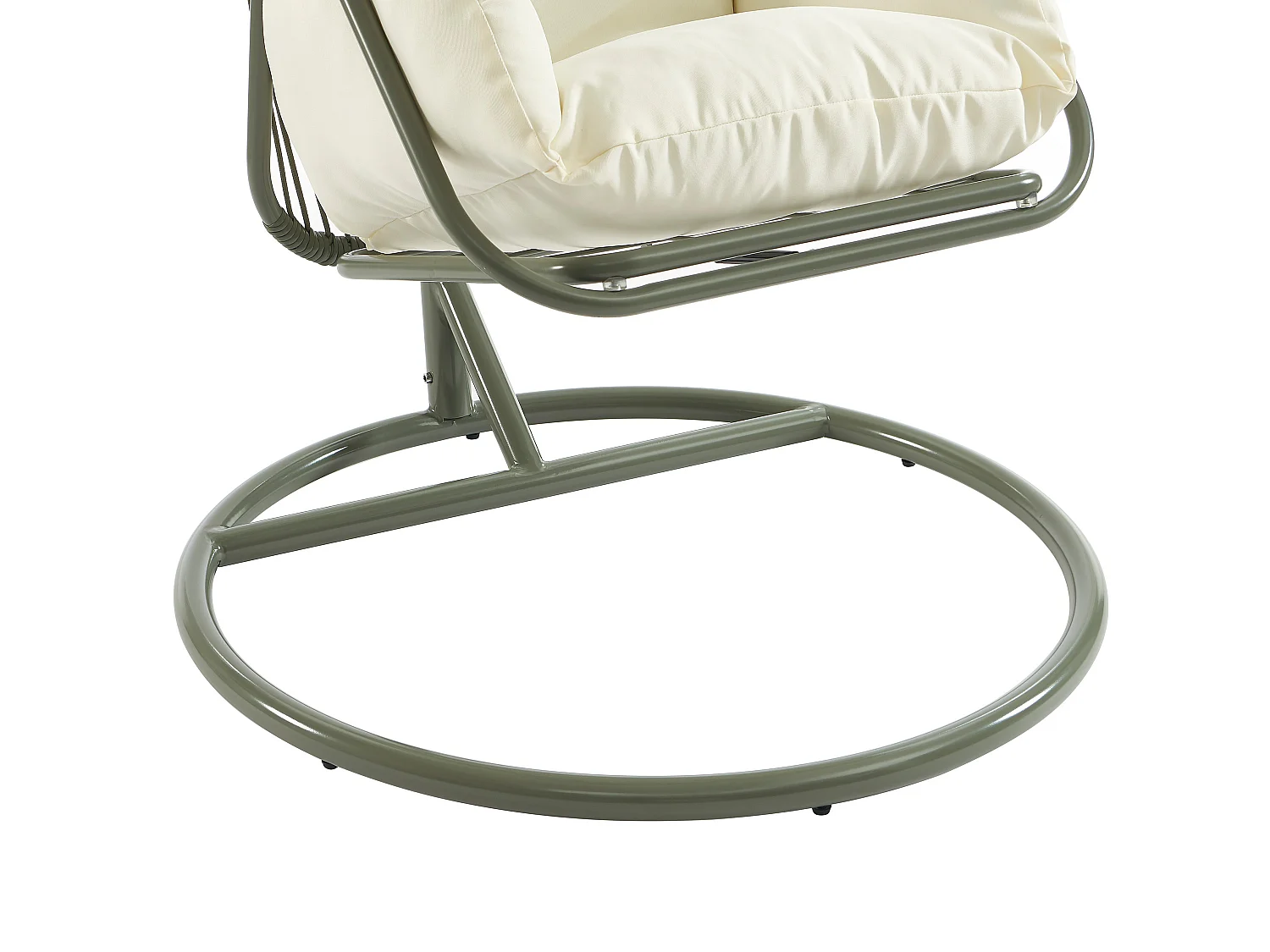 Fauteuil suspendu en résine tressée - Vert avec coussins blancs - LUTUS de MYLIA