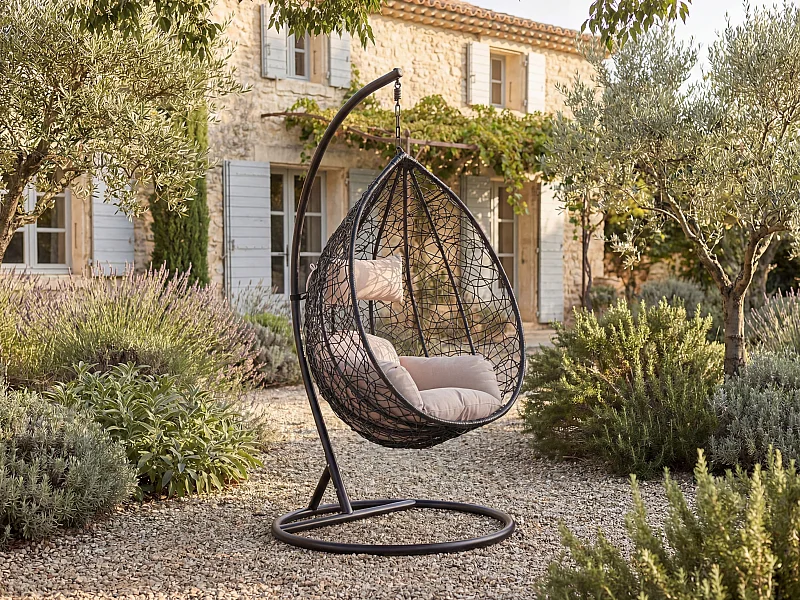 Hängesessel - Polyrattan – Anthrazit – CAMPLI von MYLIA