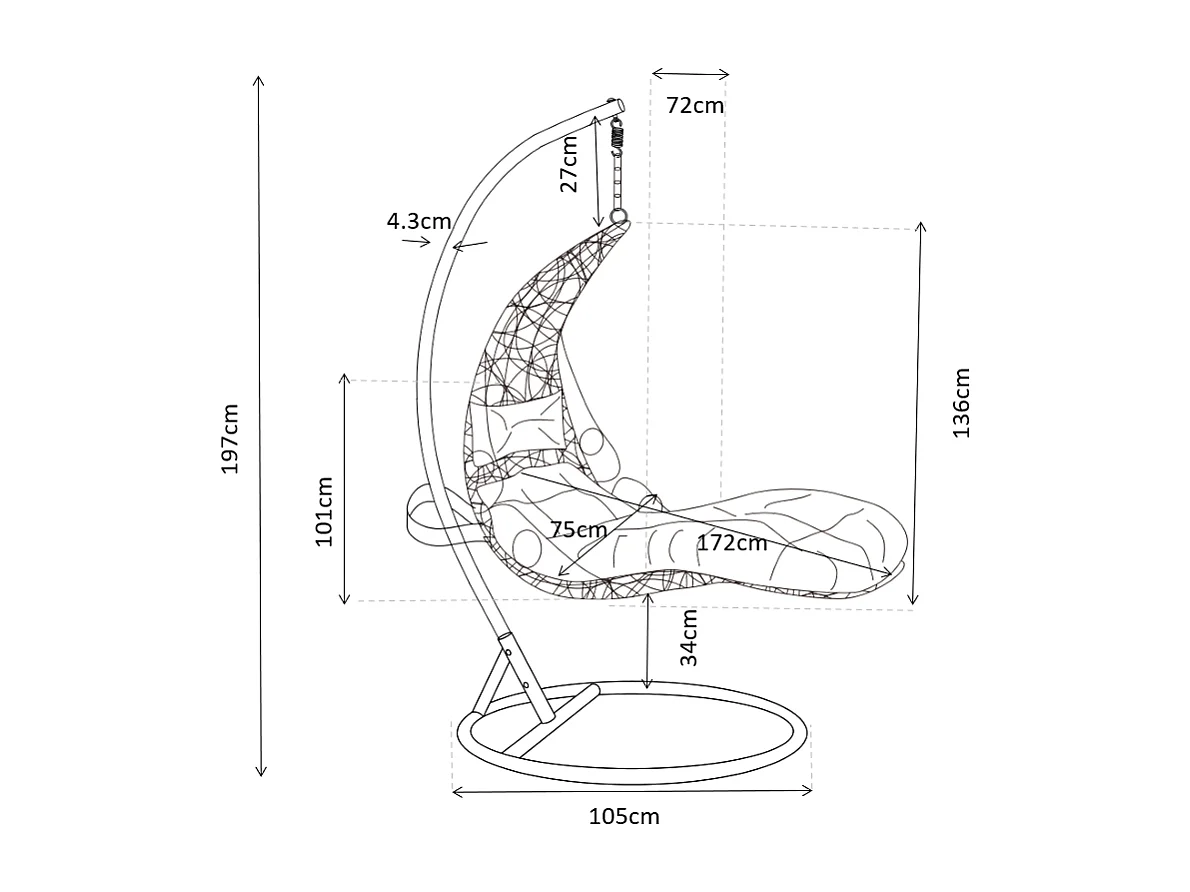 Fauteuil suspendu en résine tressée - Blanc avec coussins gris - LUVA de MYLIA