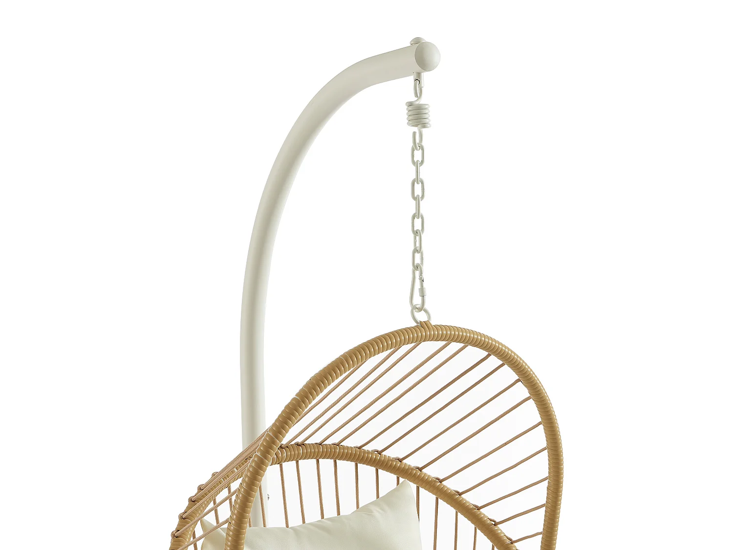 Fauteuil suspendu en résine tressée - Naturel clair avec coussins blancs - LUTUS de MYLIA