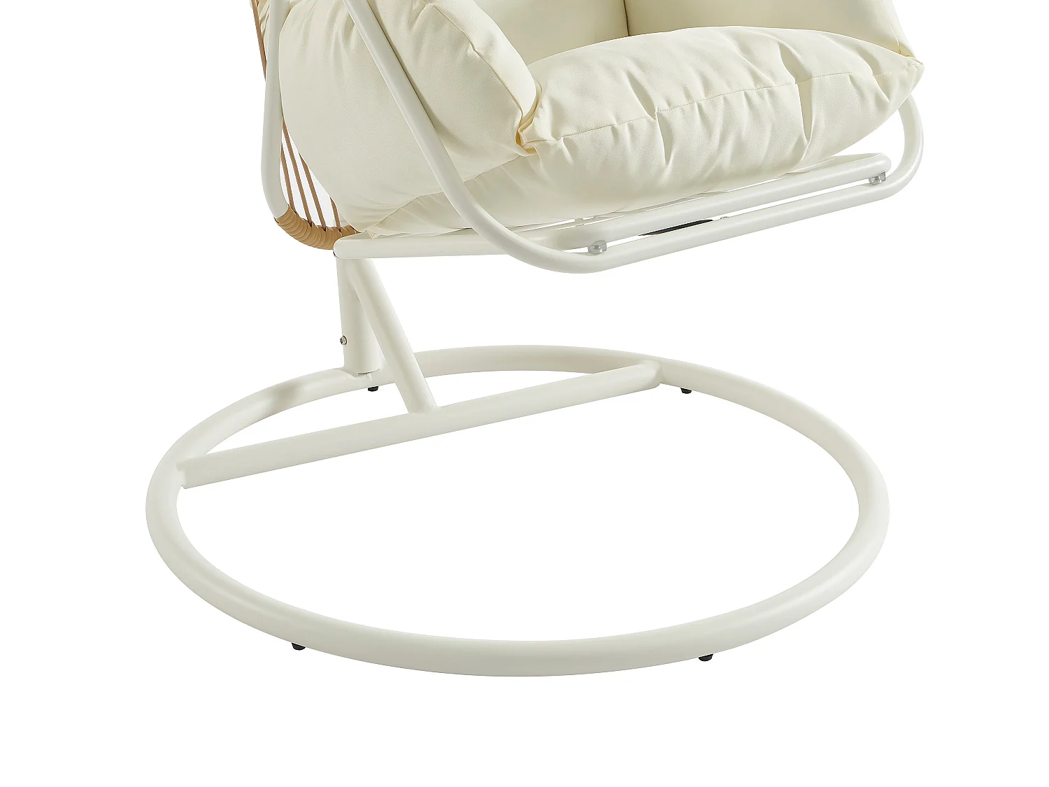 Fauteuil suspendu en résine tressée - Naturel clair avec coussins blancs - LUTUS de MYLIA