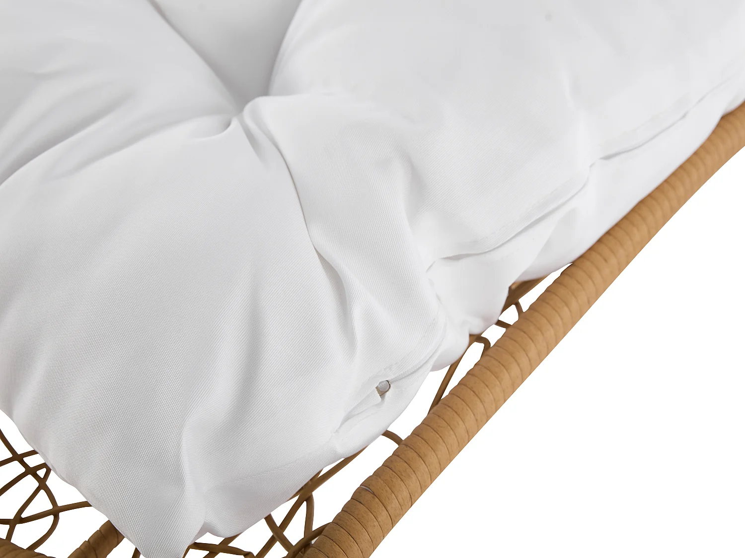 Fauteuil suspendu en résine tressée - Naturel clair avec coussins blancs - LUVA de MYLIA