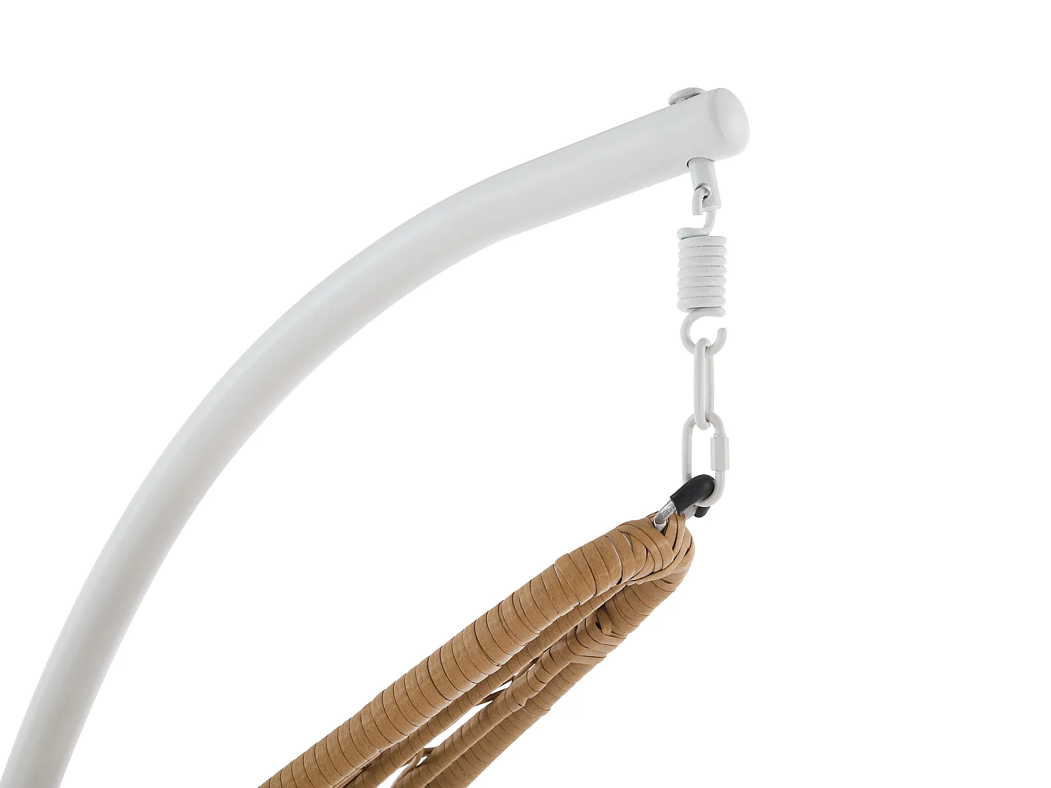 Fauteuil suspendu en résine tressée - Naturel clair avec coussins blancs - LUVA de MYLIA