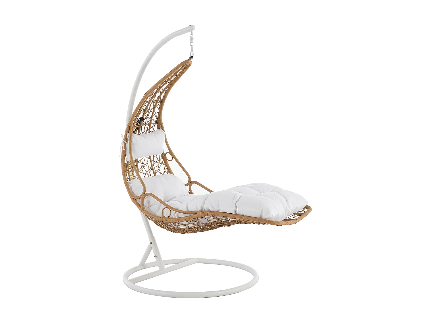 Fauteuil suspendu en résine tressée - Naturel clair avec coussins blancs - LUVA de MYLIA