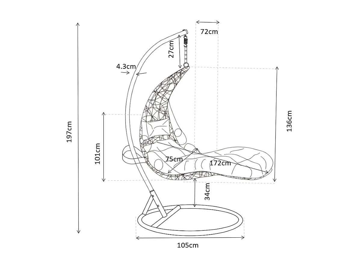 Hängfåtölj i flätad konstrotting - Ljus naturlig med vita kuddar - LUVA från MYLIA