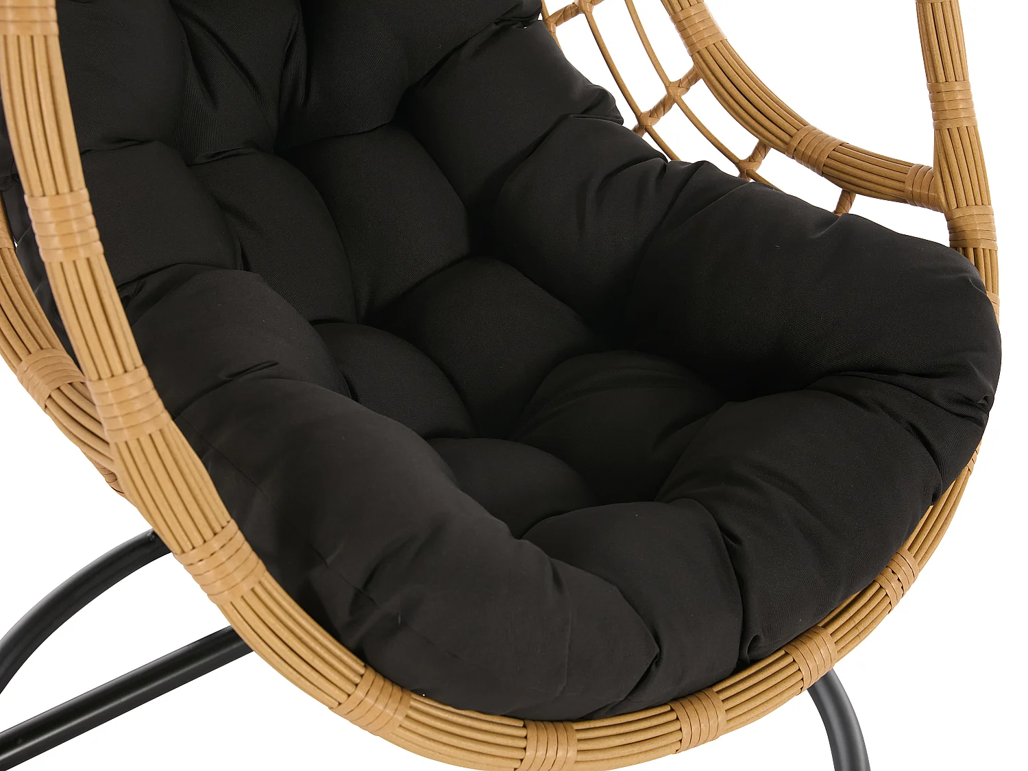 Fauteuil suspendu en résine tressée - Naturel clair avec coussin noir - ZALO de MYLIA