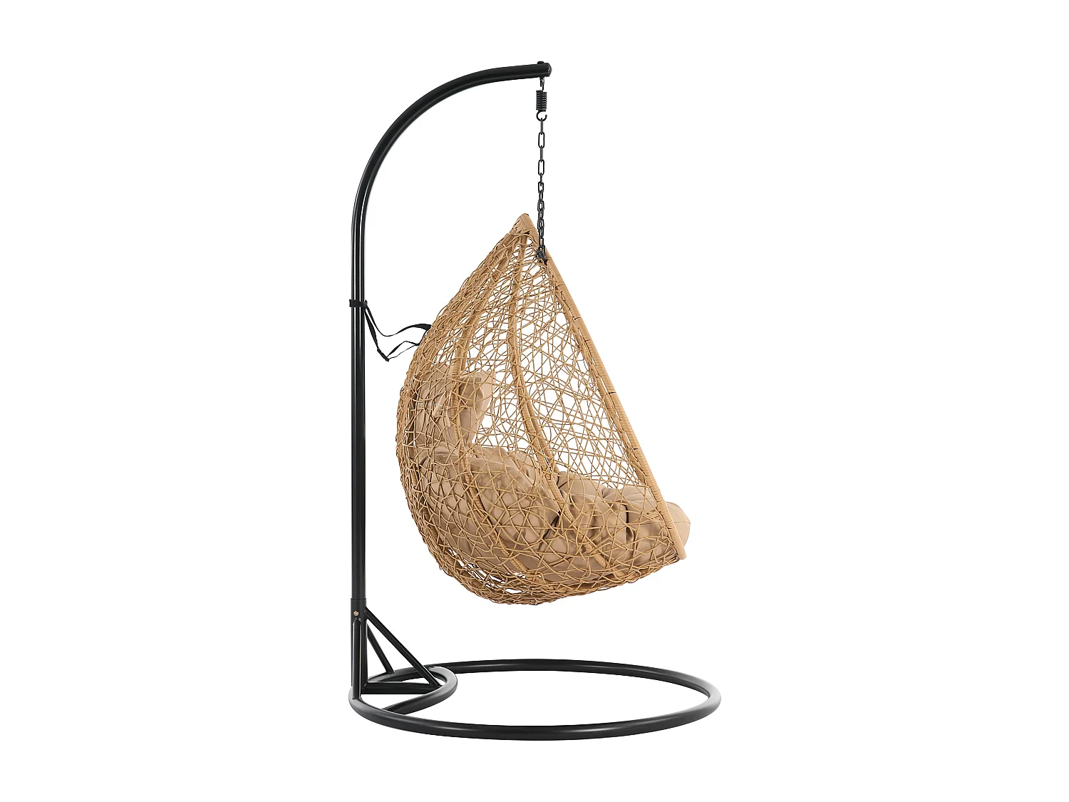 Fauteuil suspendu 2 places en résine tressée - Naturel clair avec coussins beiges - CAYAMBE de MYLIA